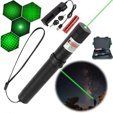 WSKAŹNIK LASEROWY, ZIELONA WIĄZKA, 10000 STÓP, AKUMULATOR, NA ZEWNĄTRZ