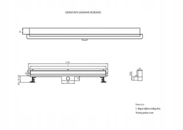 Настенный линейный трап 80 см, матовая сталь