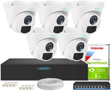Zestaw kamer 5x PoE IP IR30m Zewnętrzny Chmura P2P