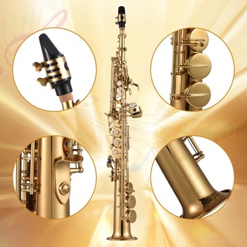 Прямые ударные саксофон-сопрано, медный саксофон Bb B, золото