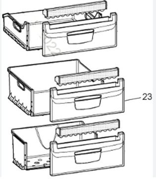 Фронтальная крышка корзины среднего ящика, ящик холодильника Indesit 430Х240 мм.