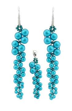 ARSYLION turkusowy komplet crystals perły iridescent dark turquoise