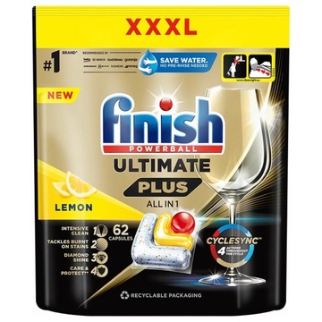 Kapsułki do zmywarki FINISH Ultimate Plus Lemon 62 szt