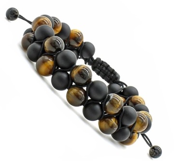 BRANSOLETKA MĘSKA KORALIKI KAMIEŃ TIGER EYE AGAT