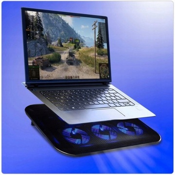 Охлаждающая подставка для ноутбука, тихая, 3 режима, 2xUSB, 12–17 дюймов
