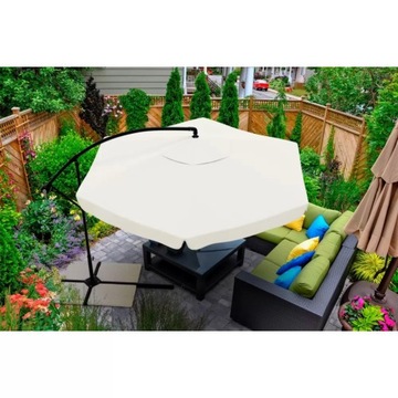 DUŻY PARASOL OGRODOWY Z PODSTAWĄ REGULOWANY BEŻOWY 350CM + POKROWIEC