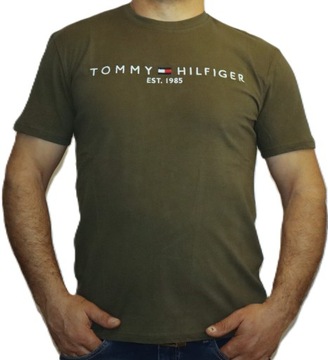 Tommy Hilfiger Koszulka T-shirt khaki logo Tee XXL