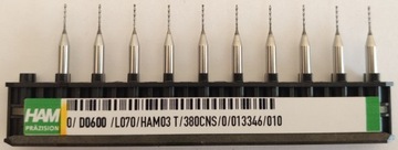 Wiertła kręte pełnowęglikowe 0,60mm PCB 3,175mm