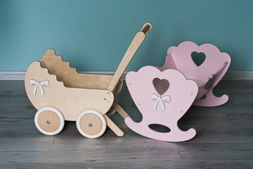 Красивая колыбелька для куклы + постельное белье + 2 декора + имя