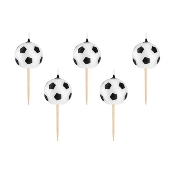 ŚWIECZKI URODZINOWE NA TORT PIŁKI NOŻNE FOOTBALL 5 SZTUK
