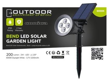 LAMPA SOLARNA WBIJANA CONICA REFLEKTOR LED OGRODOWY