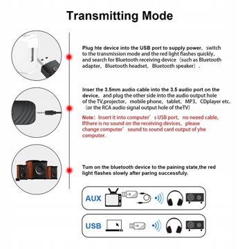 3 W 1 Adapter Nadajnika Audio USB 5.0 Do Samochodu