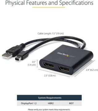 Hub Startech Mini DisplayPort na 2xDisplayPort