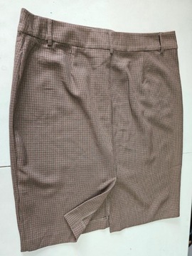 M&S spódnica ołówkowa brązowa w pepitke biurowa 44