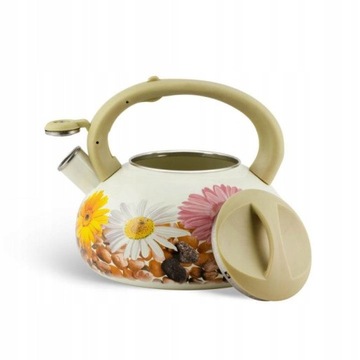 Традиционный чайник со СТАЛЬНЫМ СВИСТОЛЕМ, узорчатой ​​эмалью Эденберг, 3 л.