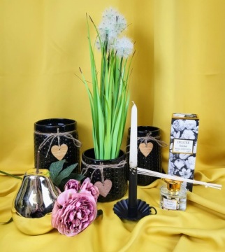 КЕРАМИЧЕСКАЯ ВАЗА ЧЕРНЫЕ ТОЧКИ СЕРДЦЕ 12 × 17,5