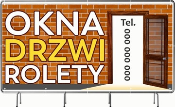 BANER REKLAMOWY 100x50cm projekt gratis różne wzory OKNA DRZWI ROLETY