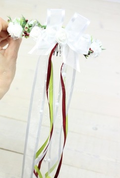 Венок для причастия, стиль бохо, бордовый, розы для причастия