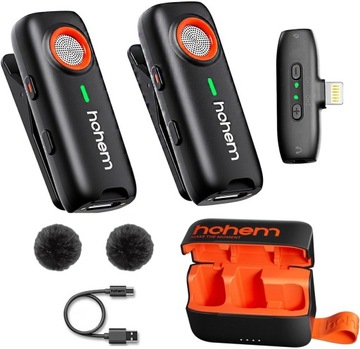 Mikrofon bezprzewodowy Hohem Lavalier Mic-01 (2 TX + 1 RX) Czarny Lightning