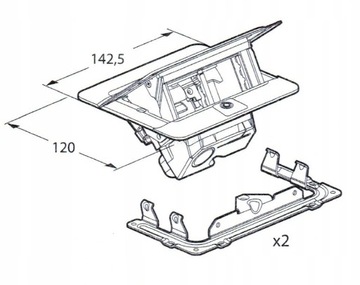 Настольная розетка INOX POPUP с фурнитурой Legrand