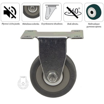 Komplet 4 szt. kół fi 50 szafka regał 4x3PPGUM50