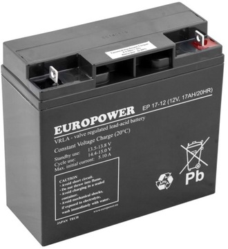 AKUMULATOR BATERIA AGM VRLA EUROPOWER EP 12V 17Ah EP17-12 EP17 ALARM UPS