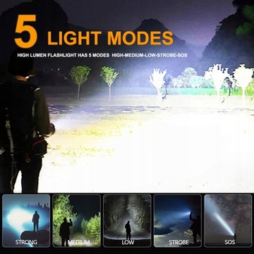 90000 люмен Супер яркий фонарик высокой мощности.