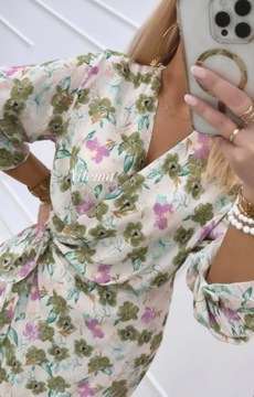 Piekna zwiewna sukienka maxi na wiosnę 6751 wiskoza szlafrokowy zielona