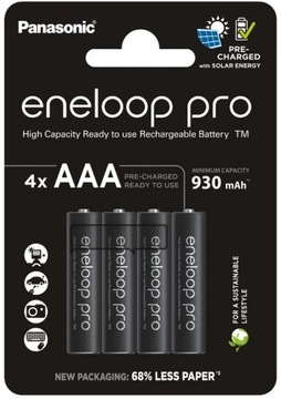 4xAkumulatorki Panasonic Eneloop PRO R3 AAA 930mAh