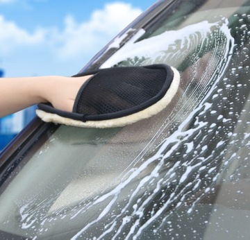 Rękawica do mycia polerowania samochodu auta wełniana