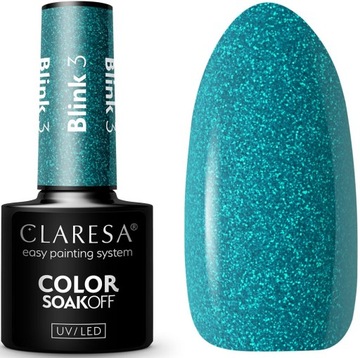 Claresa Lakier Hybrydowy Blink 3 Turkus Brokat