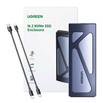 SSD-накопитель UGREEN HUB CASE M.2 NVME ДО 2 ТБ, 10 Гбит/с, USB 3.2, 0,25 МБ.