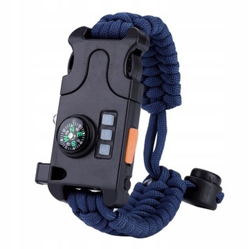 BRANSOLETKA SURVIVAL 5W1 KOMPAS KRZESIWO LINKA