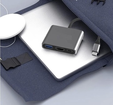 4Apple Adapter 3W1 HUB USB-C 4K 60Hz Thunderbolt 4 5 Mac Macbook M1 M2 M3