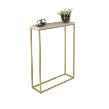 Nowoczesna Konsola Toaletka Przedpokój Glamour 60x20x80 Złota+Dąb Sonoma