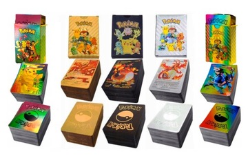 Karty pokemon 55 sztuk złote srebrne czarne tęczowe kolor zestaw 275 sztuk
