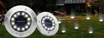 16 шт. САДОВАЯ СОЛНЕЧНАЯ ЛАМПА 12 СВЕТОДИОДНЫХ НАЗЕМНЫХ ЛАМП ДИСКОВЫЙ ДАТЧИК СУМЕРКИ