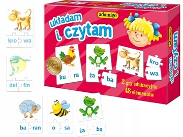 ADAMIGO UKŁADAM I CZYTAM Gra Edukacyjna LITERY nauka czytania puzzle