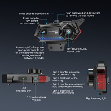 Гарнитура GEARELEC X5 для мотоциклетного шлема BT 5.2