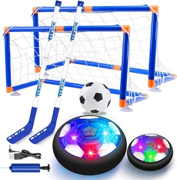 ZABAWKI SPORTOWE 2 BRAMKA + 2 KIJE DO HOKEJA SKŁADANY + PIŁKA KRAŻKI USB