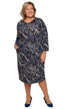 Ciepła sukienka wzór zebra PLUS SIZE 60