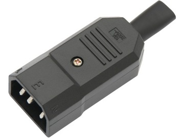 WTYK 3PIN MĘSKIE C14 IEC320 KOMPUTEROWY NA KABEL 10A UPS