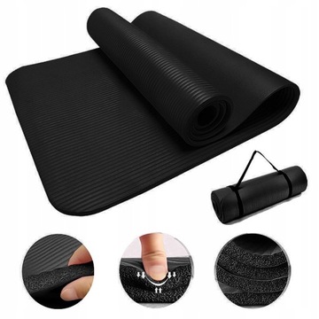 MATA DO ĆWICZEŃ JOGA FITNESS - STAR GRUBA CZARNA GIMNASTYCZNA 183x61x1,0