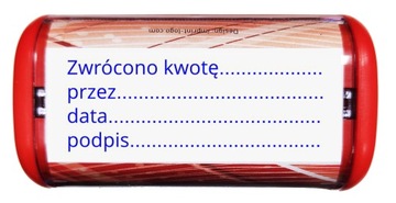 Pieczątka z napisem ZWRÓCONO KWOTĘ przez data podpis TRODAT 8912
