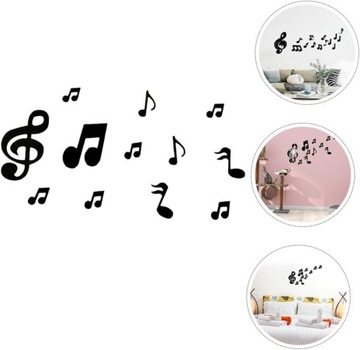 12 Szt Naklejki Ścienne 3d z Nutami Muzycznymi Dekoracja Ścienna Miłośnika