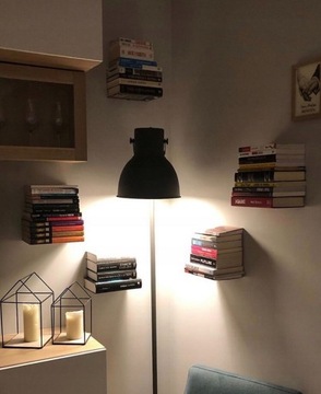 Niewidzialna półka na książki solidna czarna metal