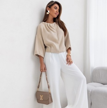 COCOMORE Sweter Bomberka Bolerko Narzutka Beżowy