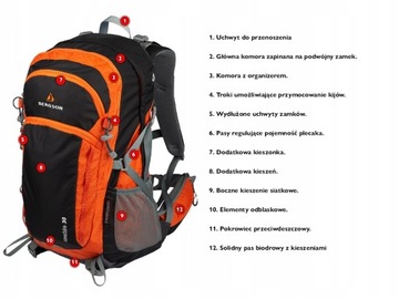 РЮКЗАК BERGSON MOLDE 30 Л ДЛЯ ТРЕККИНГА И ПОХОДОВ С ЧЕХЛОМ