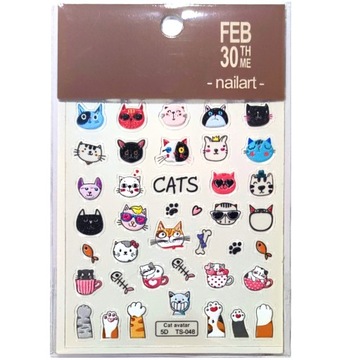 Самоадгезивные выпуклые 3D наклейки на узоры кошек гвоздей