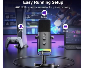 FIFINE AM8 XLR МИКРОФОН С RGB-СВЕТОДИОДОМ USB-ПОТОКОВАЯ ТРАНСЛЯЦИЯ PS5/4 РЕГУЛИРОВКА ГРОМКОСТИ